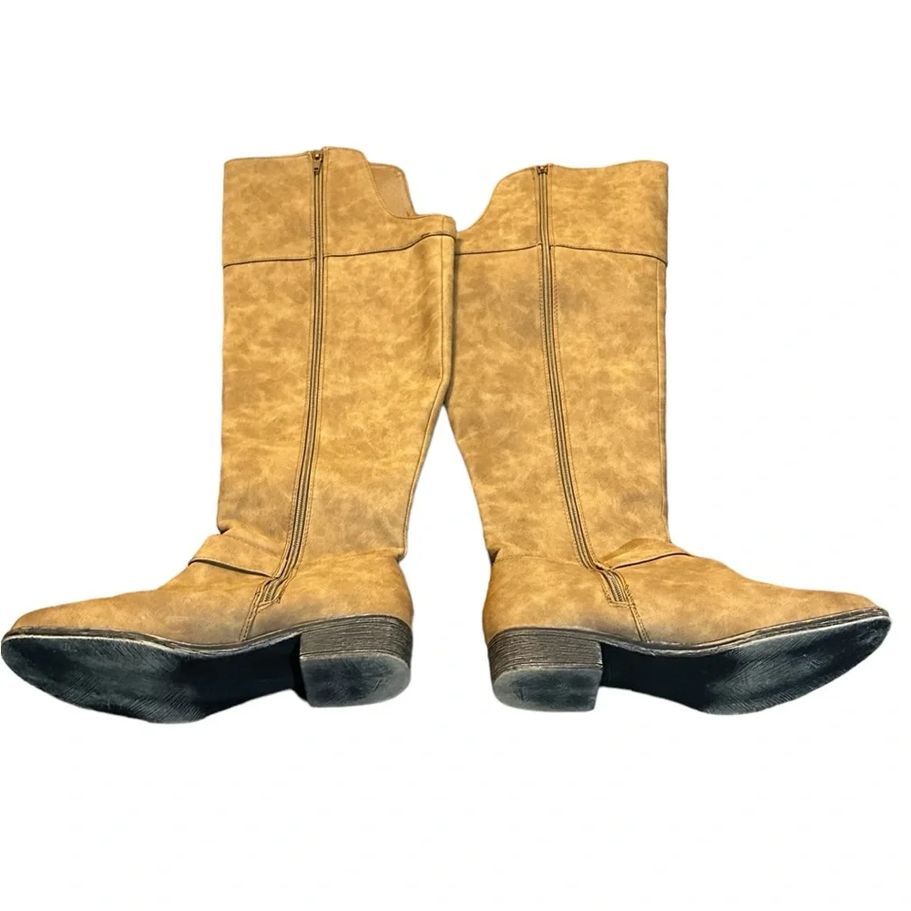 Ellison Winter Block over the knee boots‎ knee high boots camel color 7Wide